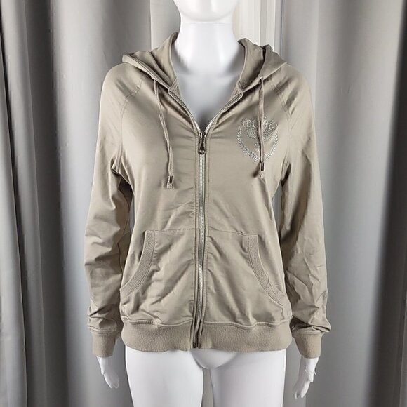 BCBGMaxAzria Tops - BCBG MaxAzria Tan/Beige/Light Brown, Women's Zip Up Hoodie. Size Large